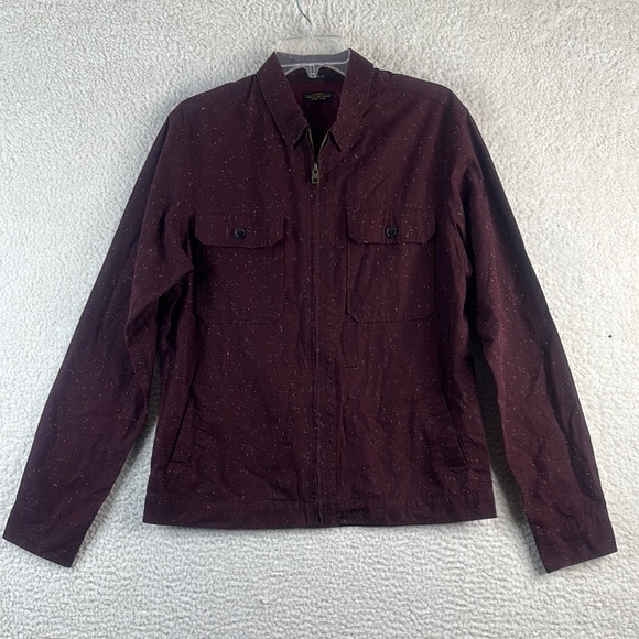 NWOT All Saints Men Dark Red Cassady Zip Lightweight Cotton Shirt Jacket Size M - Picture 1 of 16